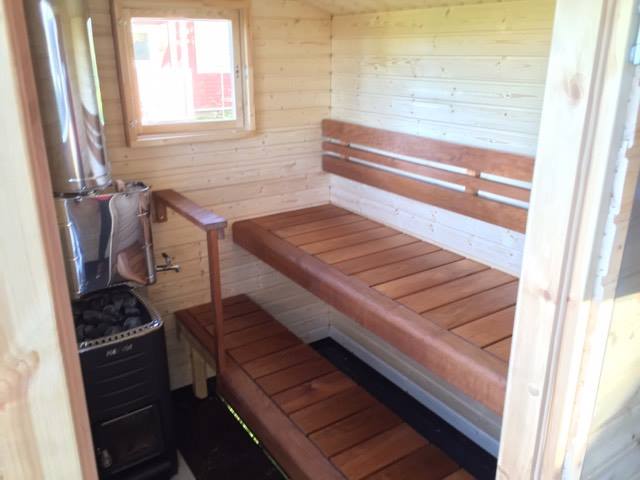 Transportable sauna inside. Tornio, Finland