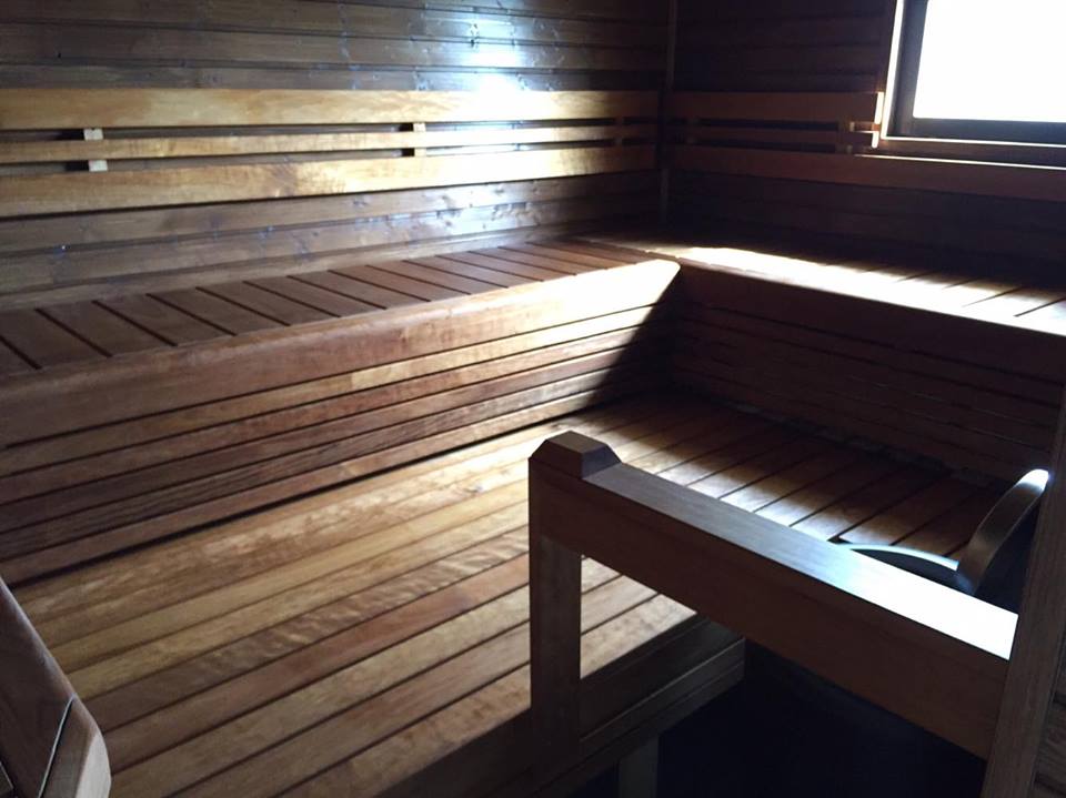 Saunaseats made by inside heated aspen. Tornio, Finland